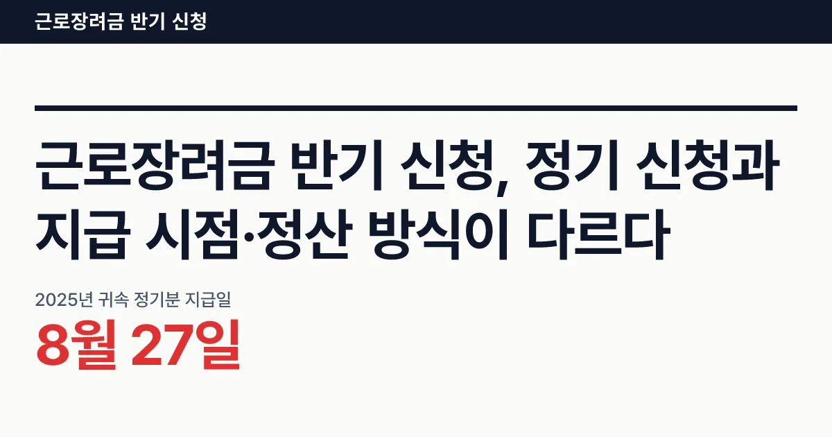근로장려금 반기 신청, 정기 신청과 지급 시점·정산 방식이 다르다 핵심 숫자 카드