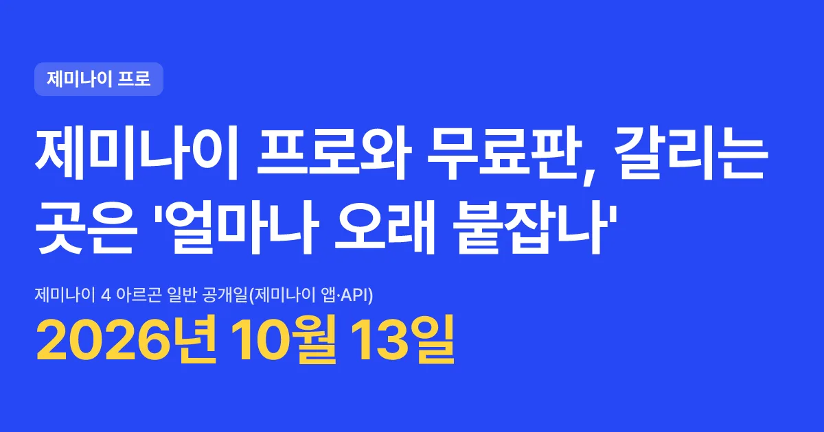 제미나이 프로와 무료판, 갈리는 곳은 '얼마나 오래 붙잡나' 핵심 숫자 카드