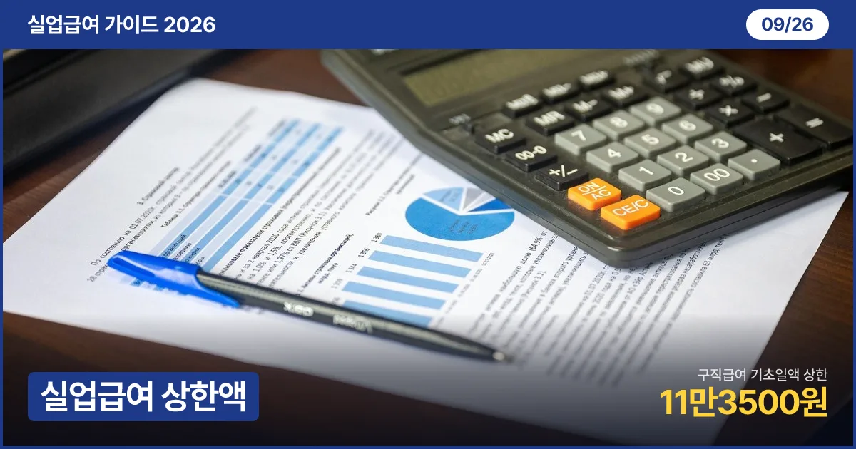 책상 위 계산기와 재무 보고서, 펜